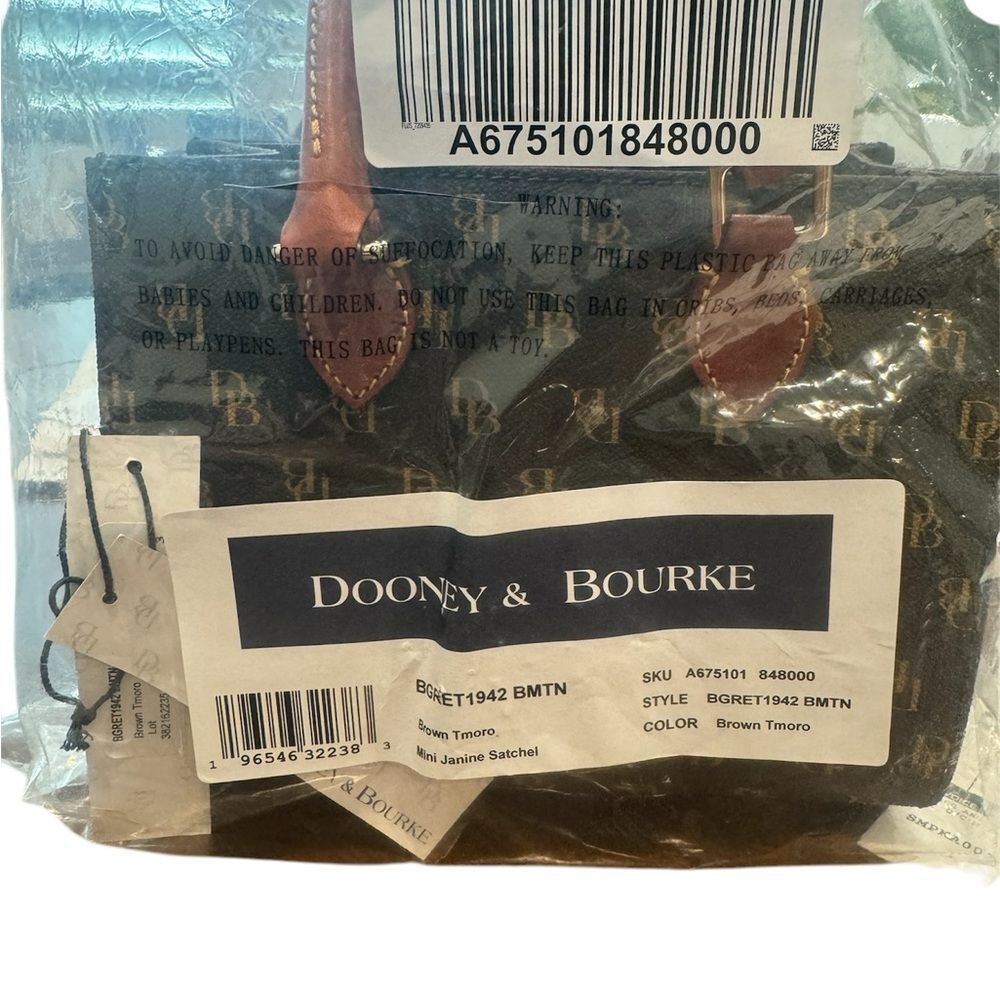 Dooney & Bourke Gretta Cotton Mini Janie Satchel. Brown T’More NWT - Picture 4 of 5